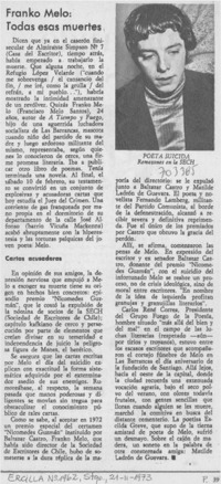 Franko Melo: todas esas muertes.