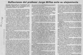 Reflexiones del profesor Jorge Millas ante su alejamiento.