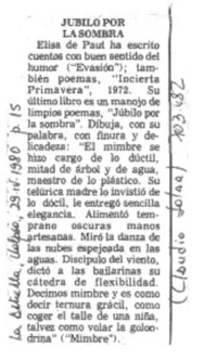 Júbilo por la sombra