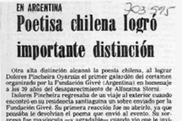 Poetisa chilena logró importante distinción.