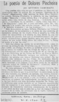 La poesía de Dolores Pincheira