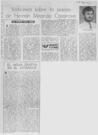 Vaticinios sobre la poesía de Hernán Miranda Casanova