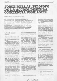 Jorge Millas, filósofo de la acción, desde la conciencia vigilante