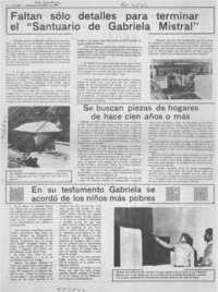 Faltan sólo detalles para terminar el "Santuario de Gabriela Mistral".