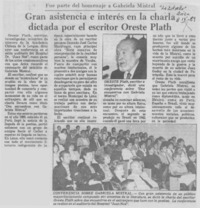 Gran asistencia e interés en la charla dictada por el escritor Oreste Plath.