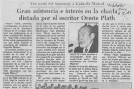 Gran asistencia e interés en la charla dictada por el escritor Oreste Plath.