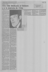 Una vida dada al folklore y a la esencia de Chile : [Entrevista]