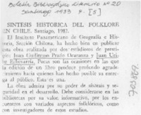 Síntesis histórica del folklore en Chile.