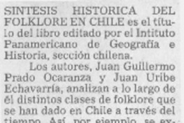 Síntesis histórica del folklore en Chile.
