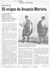 El origen de Joaquín Murieta