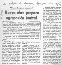 Nueva obra prepara agrupación teatral.