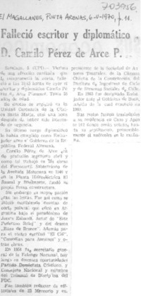 Falleció escritor y diplomático D. Camilo Pérez de Arce P.