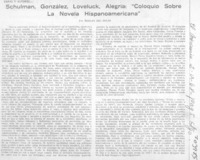 Schulman, González, Loveluck, Alegría "Coloquio sobre la novela hispanoamericana"