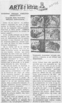 Cuentos orales chileno-argentino.