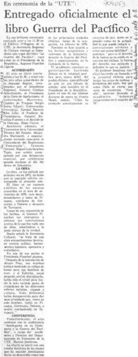 Entregado oficialmente el libro Guerra del Pacífico.