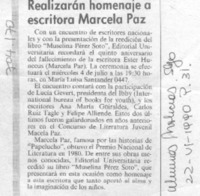 Realizarán homenaje a escritora Marcela Paz.