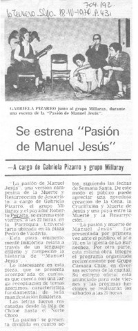 Se estrena "Pasión de Manuel Jesús".