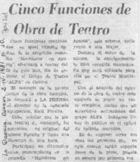 Cinco funciones de obra de teatro.