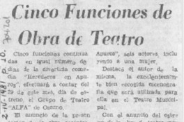 Cinco funciones de obra de teatro.