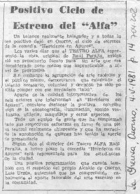 Positivo ciclo de estreno del "Alfa".