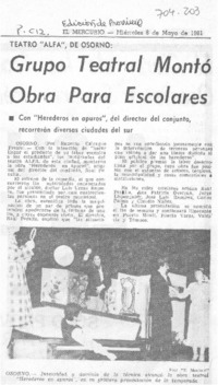 Grupo teatral montó obra para escolares