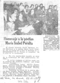 Homenaje a la poetisa María Isabel Peralta.