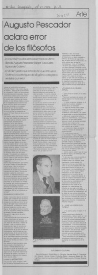 Augusto Pescador aclara error de los filósofos : [entrevista]