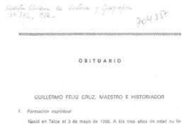 Guillermo Feliú Cruz, maestro e historiador