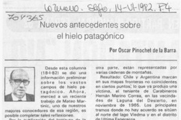 Nuevos antecedentes sobre el hielo patagónico