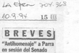"Antihomenaje" a Parra en sesión del Senado.