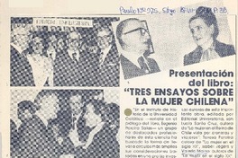 Presentación del libro "Tres ensayos sobre la mujer chilena".