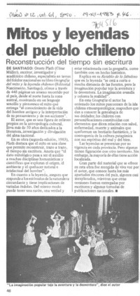 Mitos y leyendas del pueblo chileno.