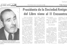 Presidente de la Sociedad Amigos del Libro viene al II encuentro.