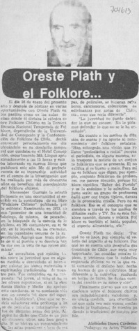Oreste Plath y el folklore