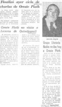 Finalizó ayer ciclo de charlas de Oreste Plath.