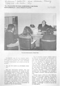 "El folklore es para admirarlo, no para perturbarlo", dice Oreste Plath : [entrevista]