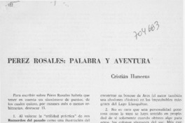 Pérez Rosales: Palabra y aventura