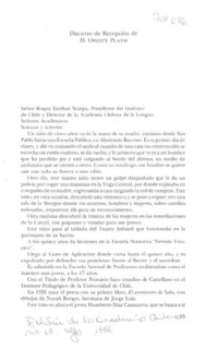 Discurso de recepción de D. Oreste Plath