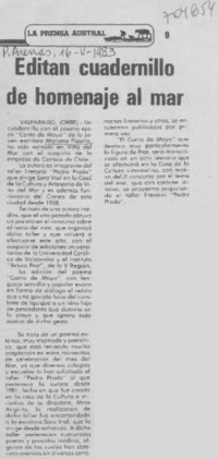 Editan cuadernillo de homenaje al mar.