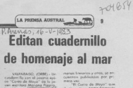Editan cuadernillo de homenaje al mar.