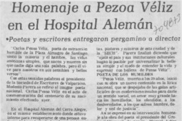 Homenaje a Pezoa Véliz en el hospital Alemán.