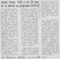 Carlos Pezoa Véliz a los 70 años de su muerte en programa INECUCH.