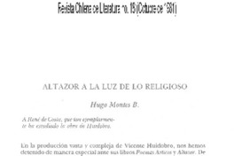 Altazor a la luz de lo religioso
