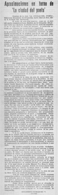 Aproximaciones en torno de "la ciudad del poeta"