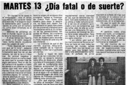 Martes 13 (día fatal o de suerte?.