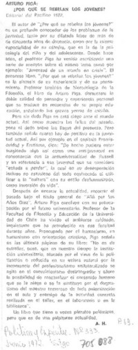 Arturo Piga ¿por qué se rebelan los jóvenes?