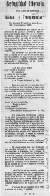 Ruinas y transparencias