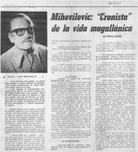 Mihovilovic: "cronista" de la vida magallánica : [entrevista]