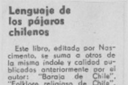 Lenguaje de los pájaros chilenos