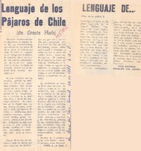 Lenguaje de los pájaros de Chile